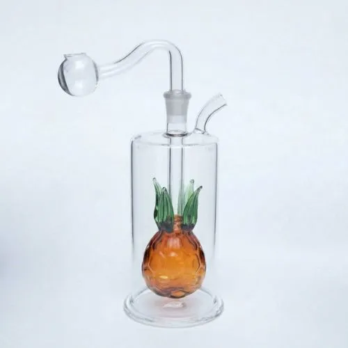 Pineapple Water Pipe 13cm with Mini Bubbler Glass Pipe 1