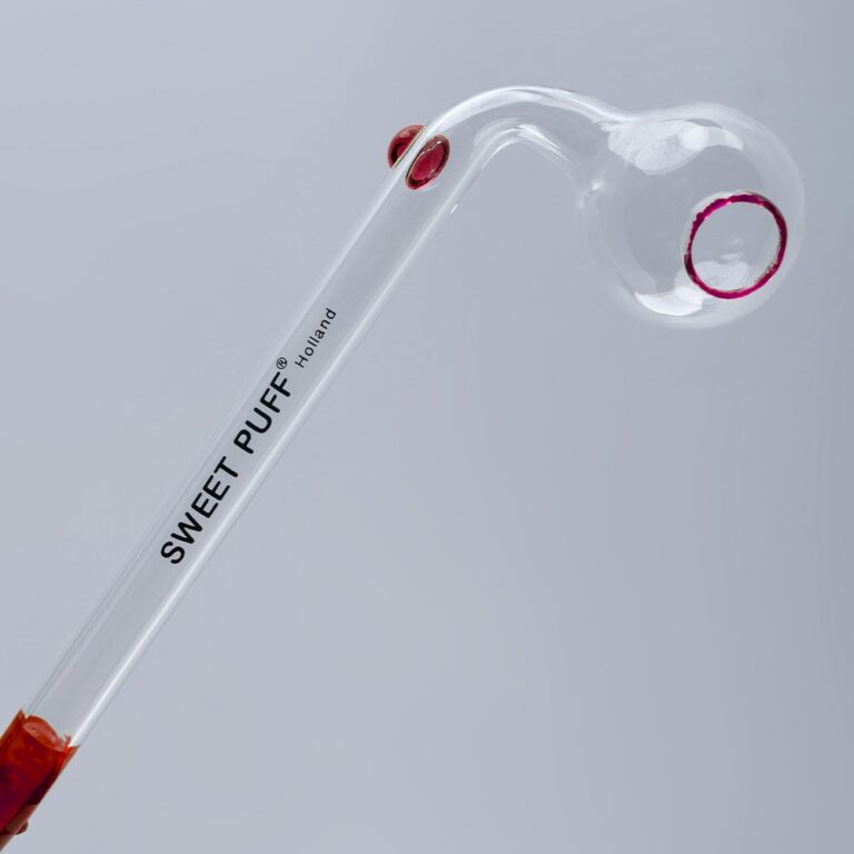 Sweet Puff Glass Pipe 10cm Red Rim and Balancer Pack X2